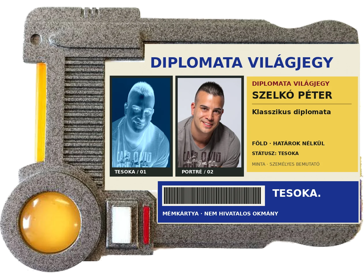 Minta: Szelkó Péter diplomata világjegye a saját fotójával